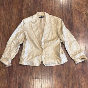 Lafayette 148 Linen Gold Shimmer Blazer - 12